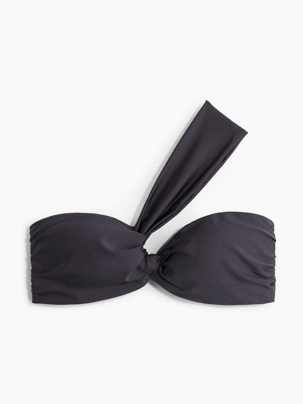 H&M Gray Padded One-Shoulder Twist Bandeau Swim Bikini Top Resortwear Summer